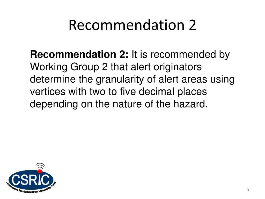 recommendation 2
