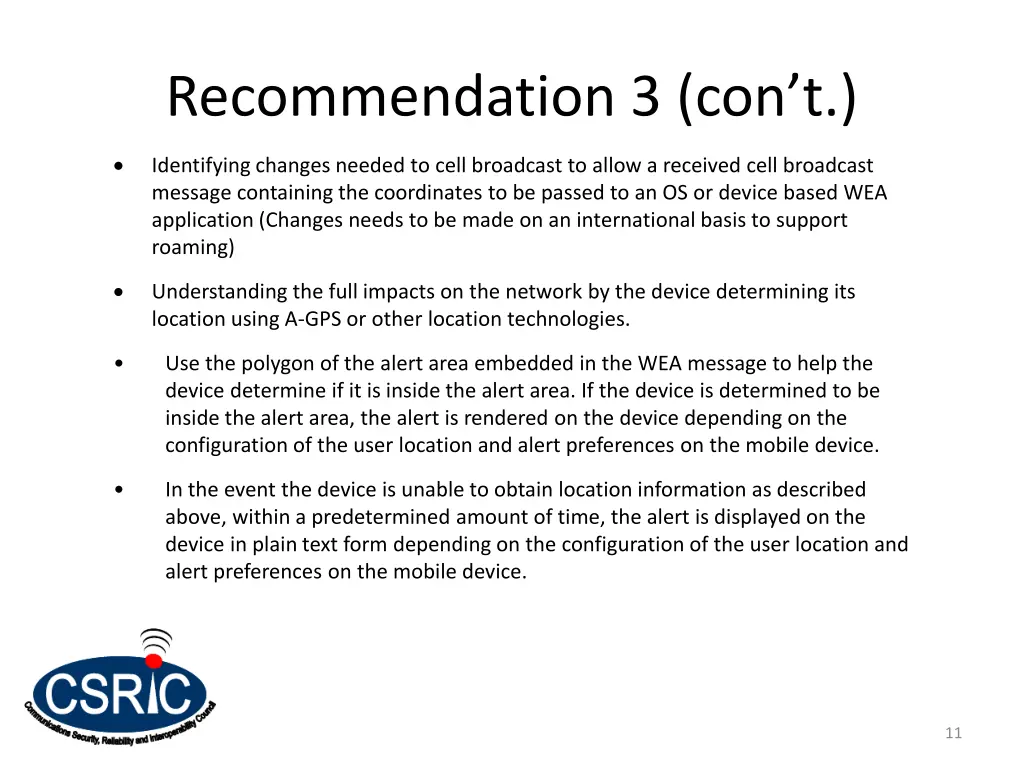 recommendation 3 con t