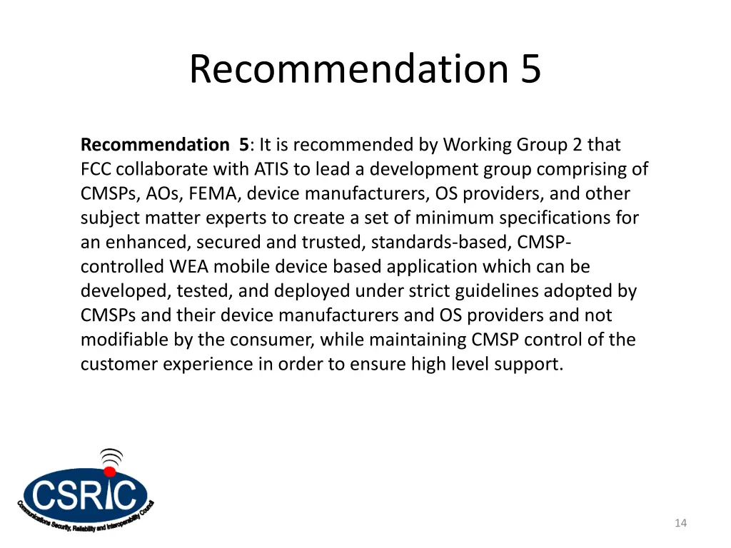 recommendation 5