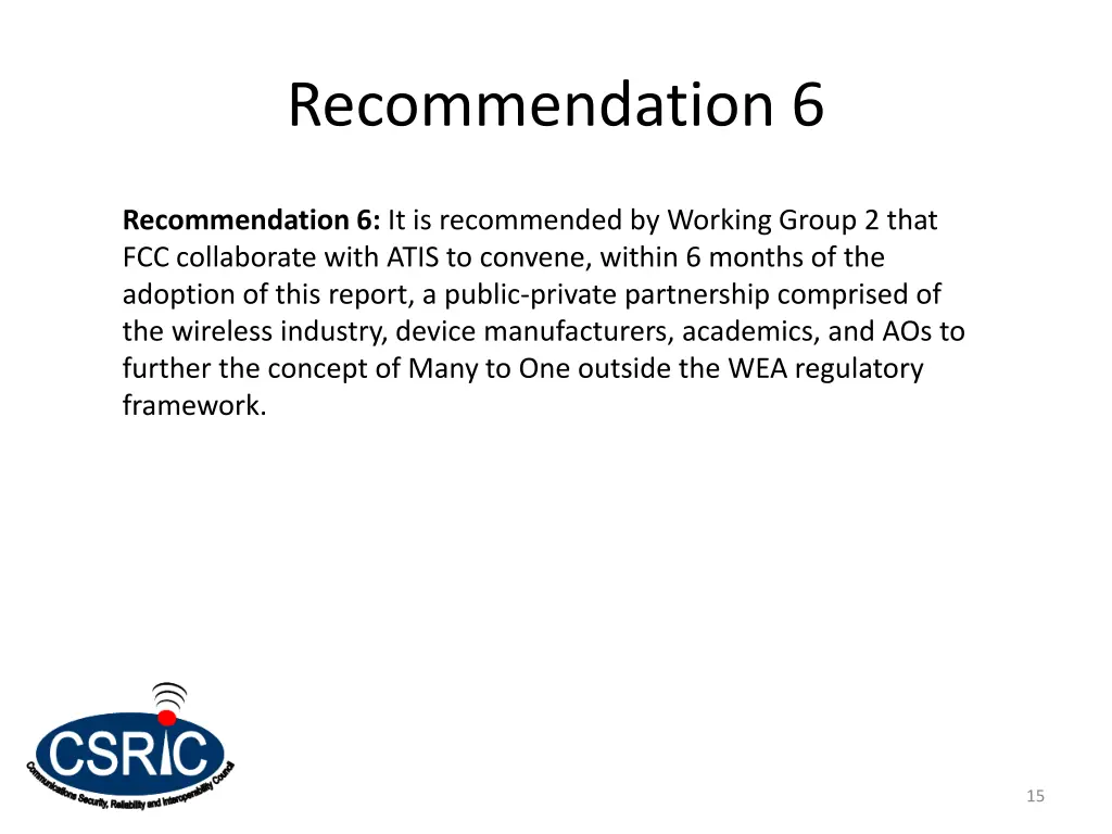 recommendation 6