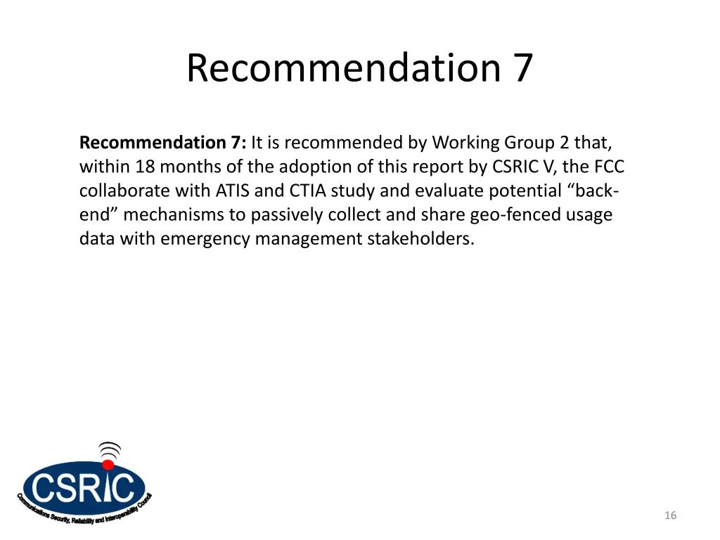 recommendation 7