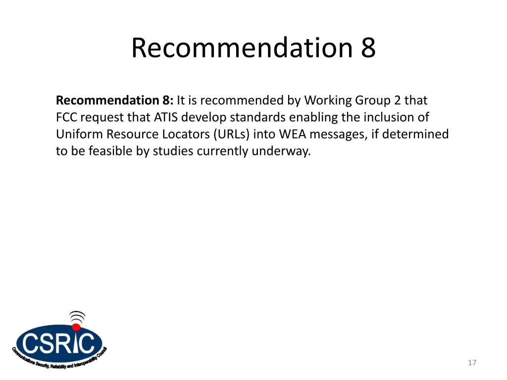 recommendation 8