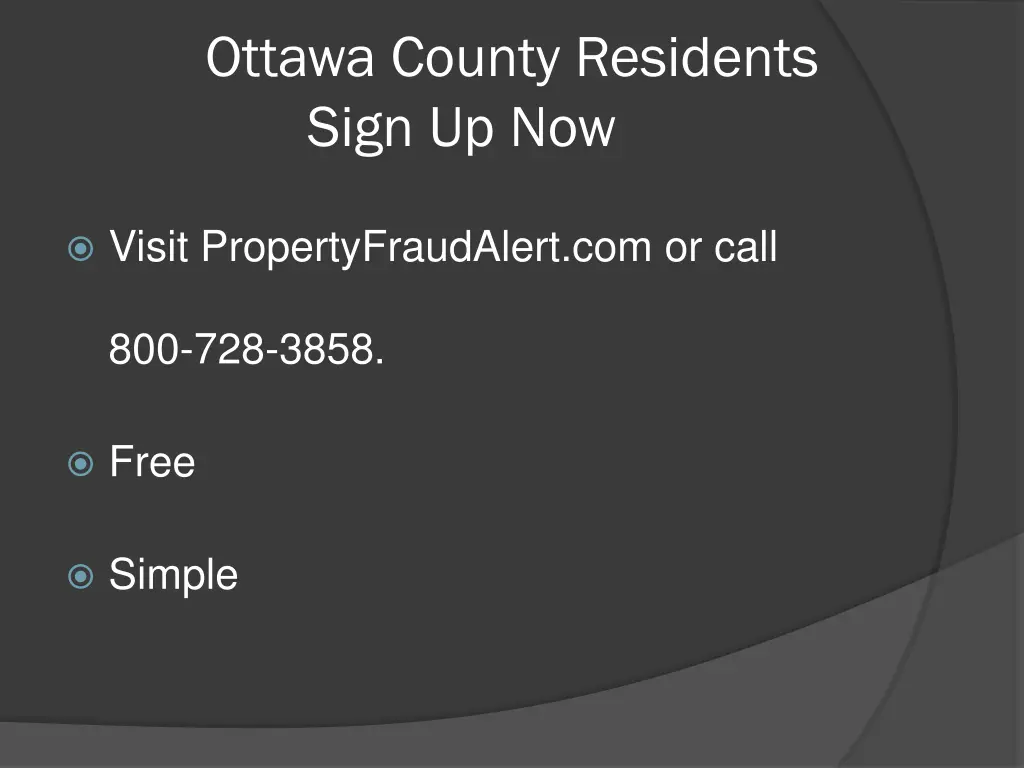 ottawa county residents sign up now