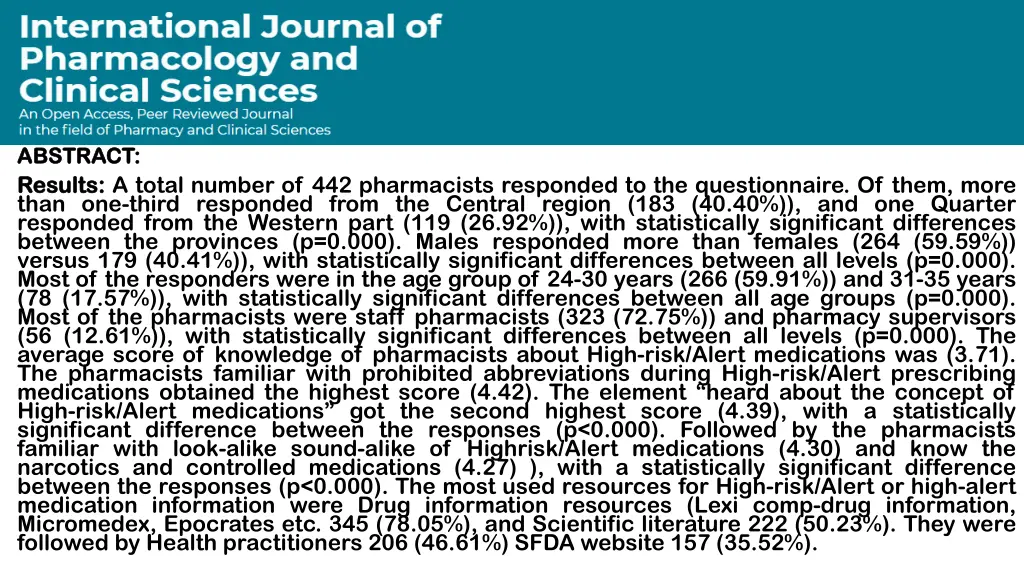 abstract abstract results results a total number