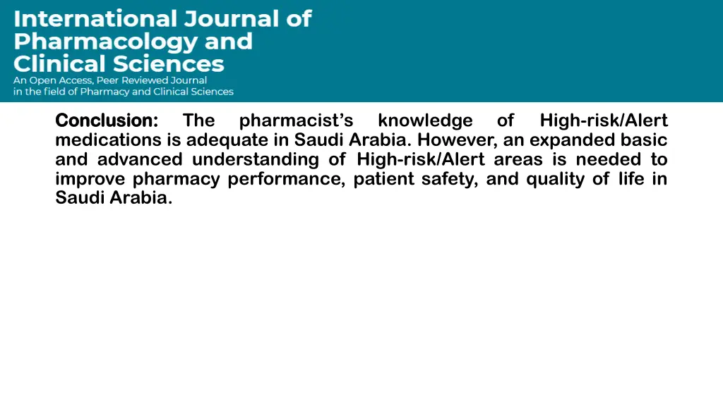 conclusion conclusion medications is adequate