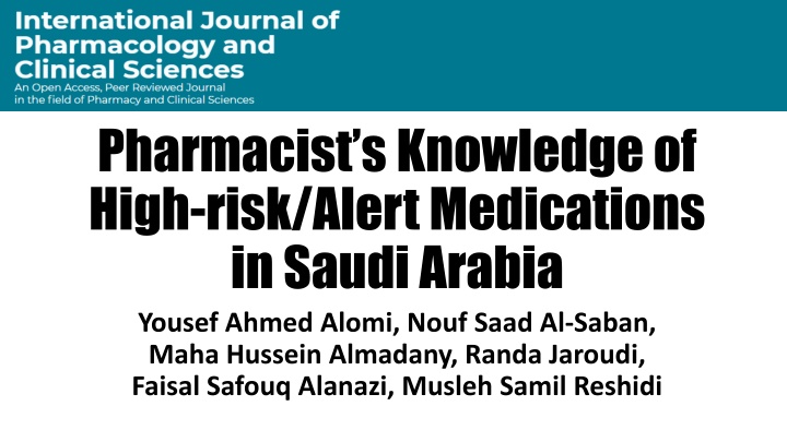 pharmacist s knowledge of high risk alert