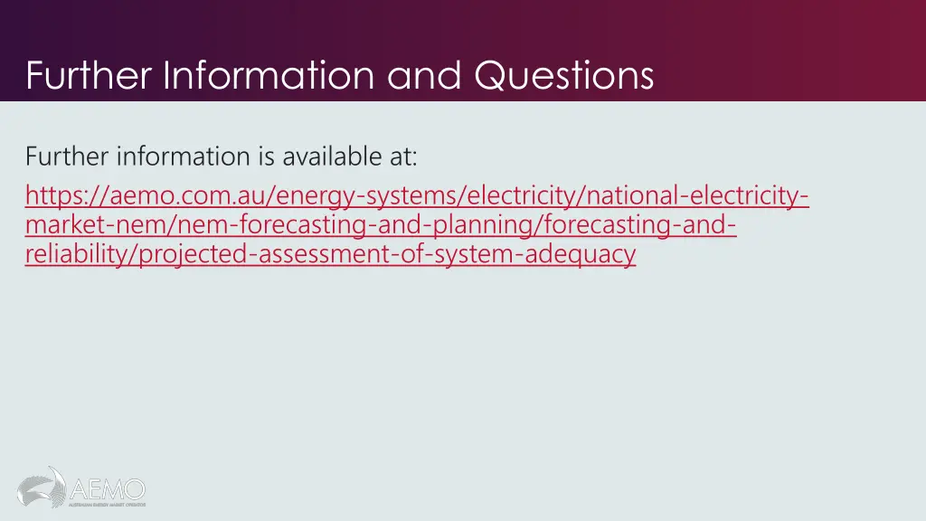 further information and questions