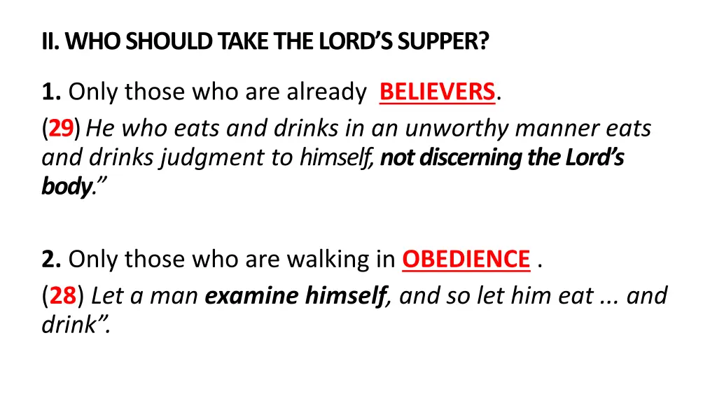 ii who should take the lord s supper