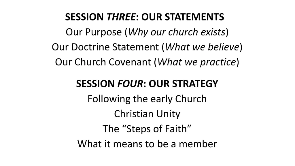 session three our statements our purpose