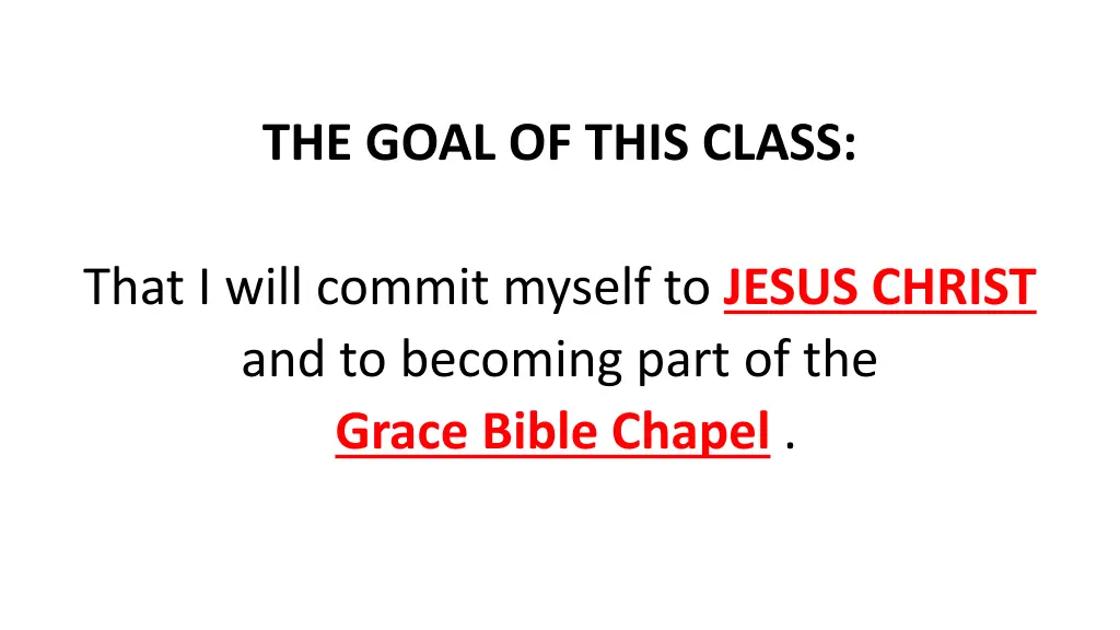 the goal of this class