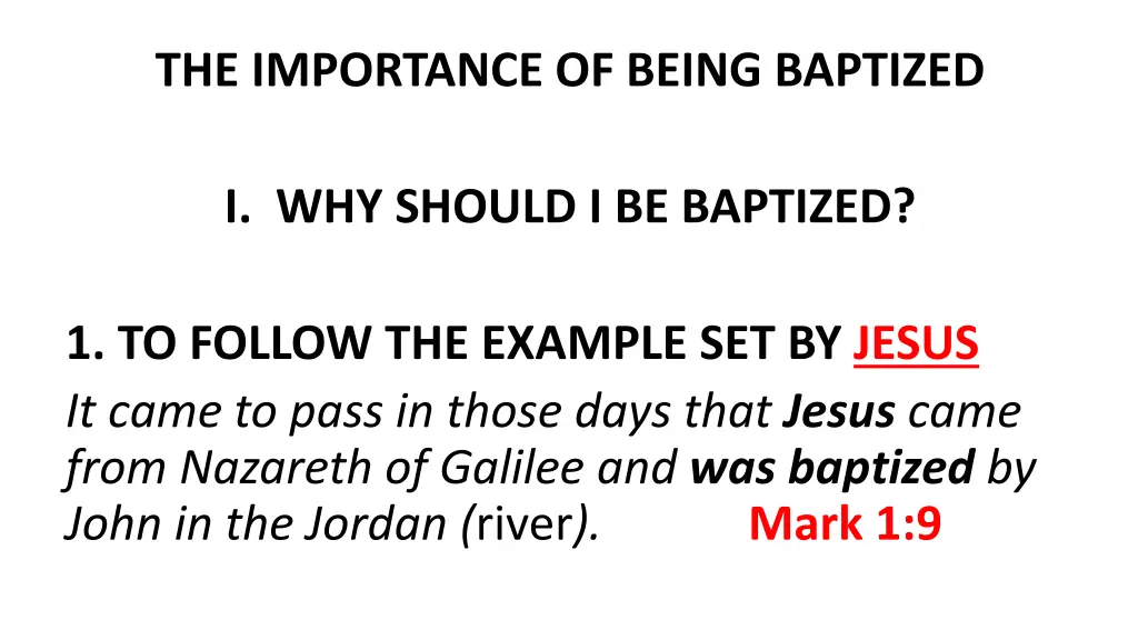 the importance of being baptized
