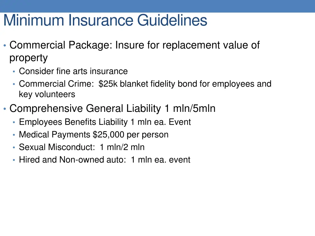 minimum insurance guidelines 1