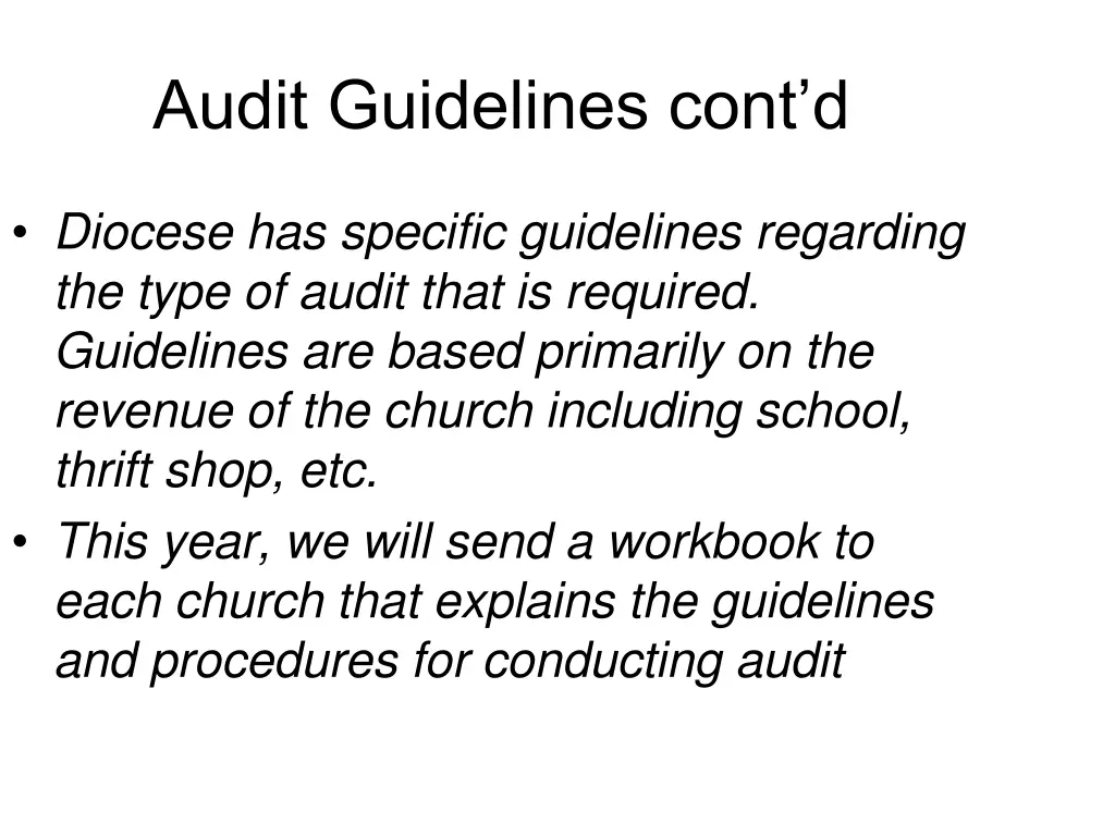 audit guidelines cont d
