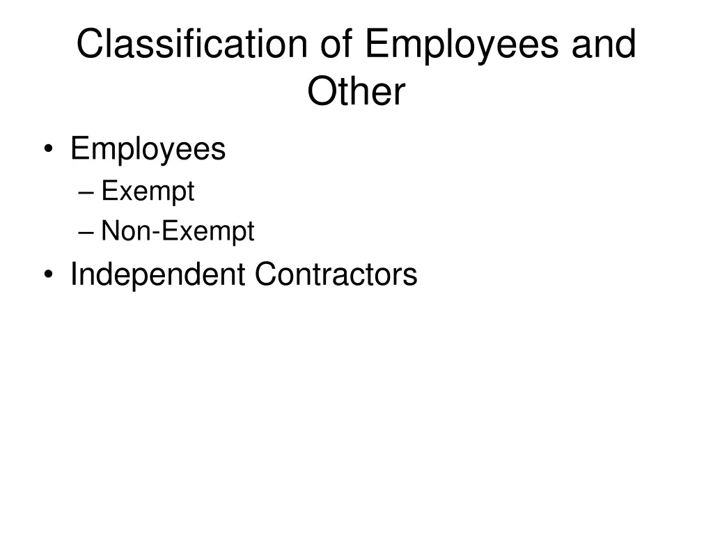 classification of employees and other employees