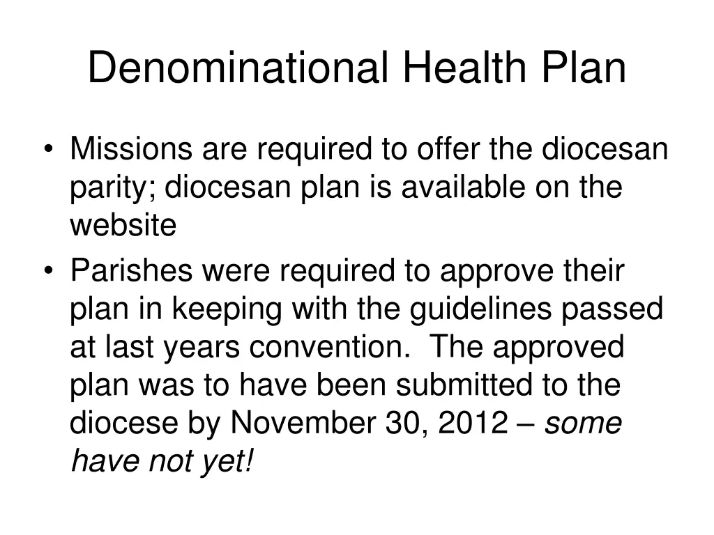 denominational health plan