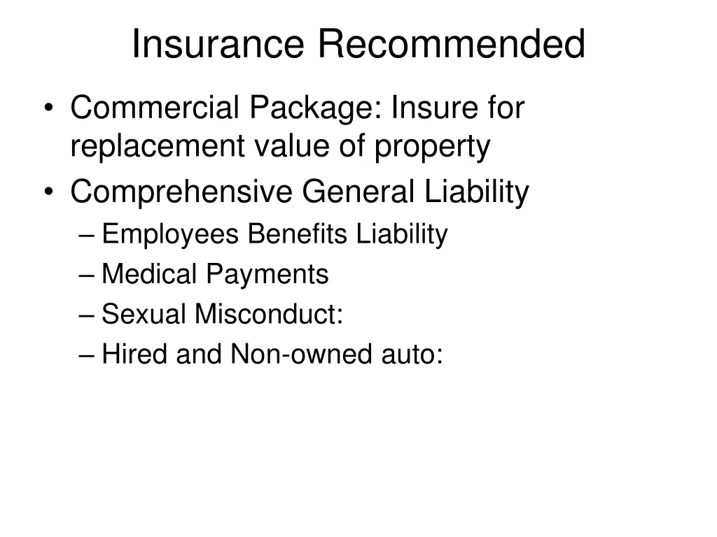 insurance recommended