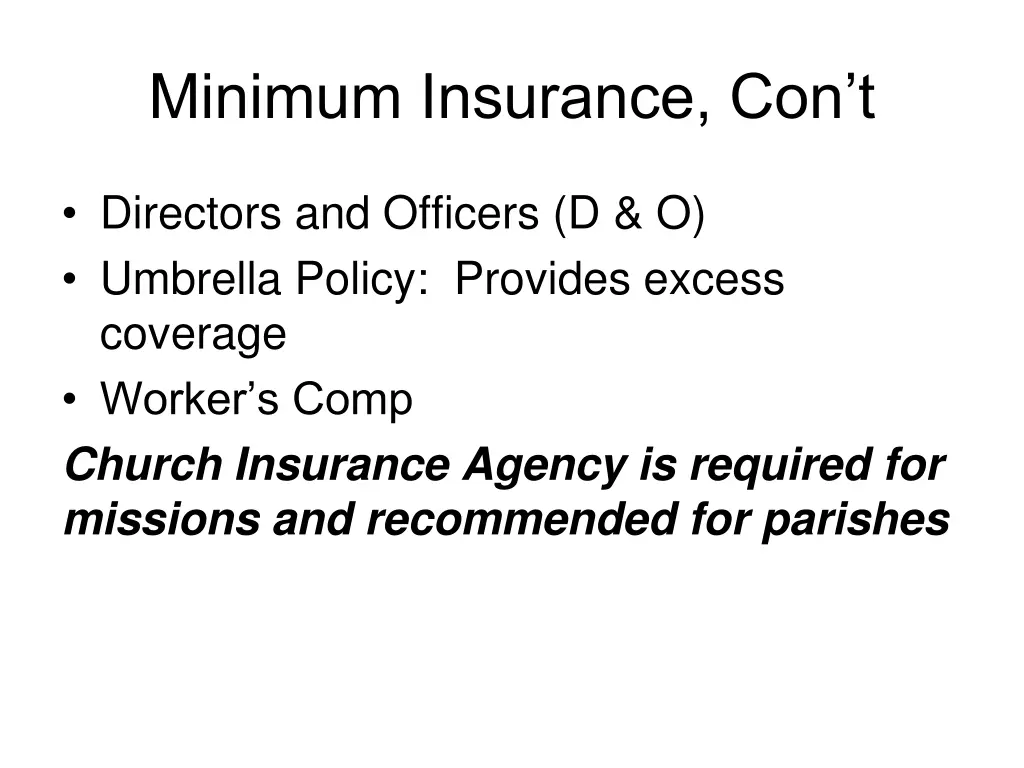 minimum insurance con t