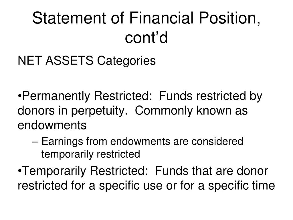 statement of financial position cont d