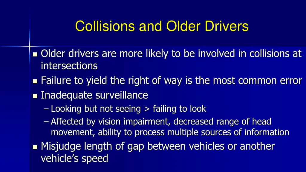 collisions and older drivers