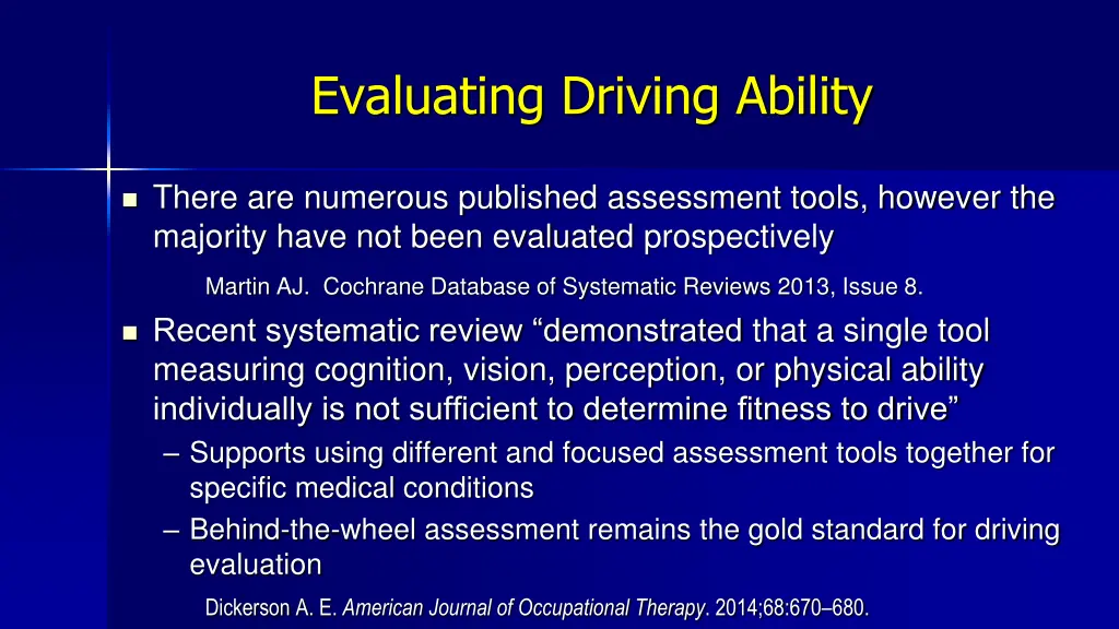 evaluating driving ability