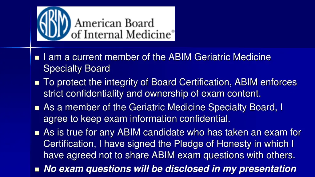 i am a current member of the abim geriatric