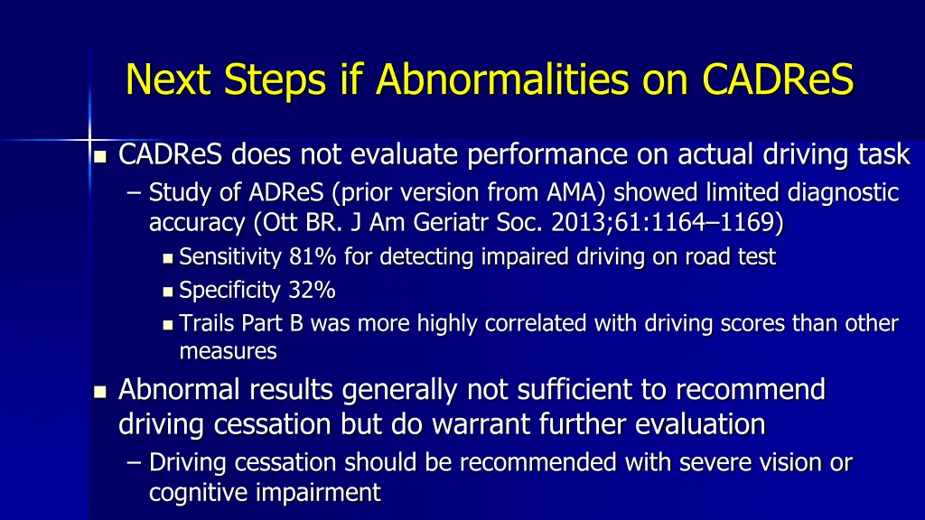 next steps if abnormalities on cadres