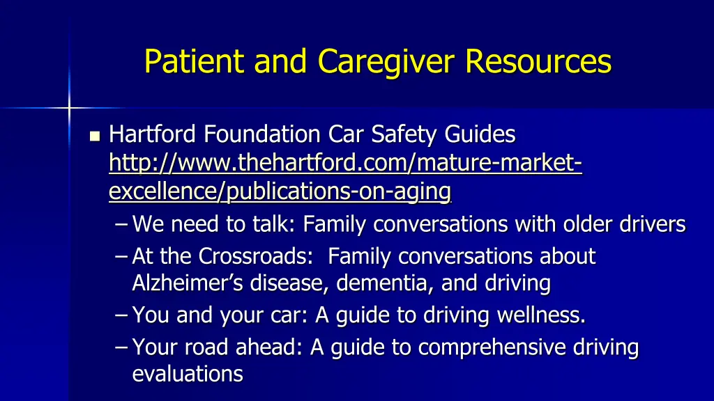 patient and caregiver resources