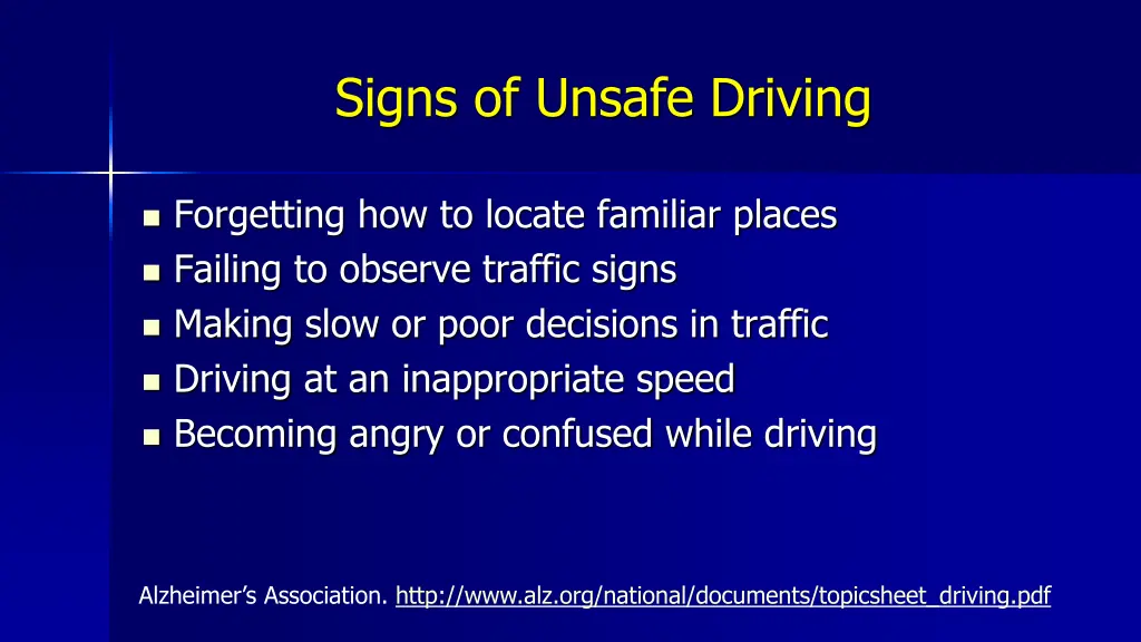 signs of unsafe driving