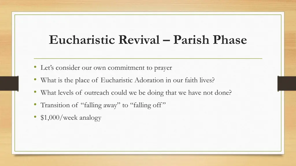 eucharistic revival parish phase
