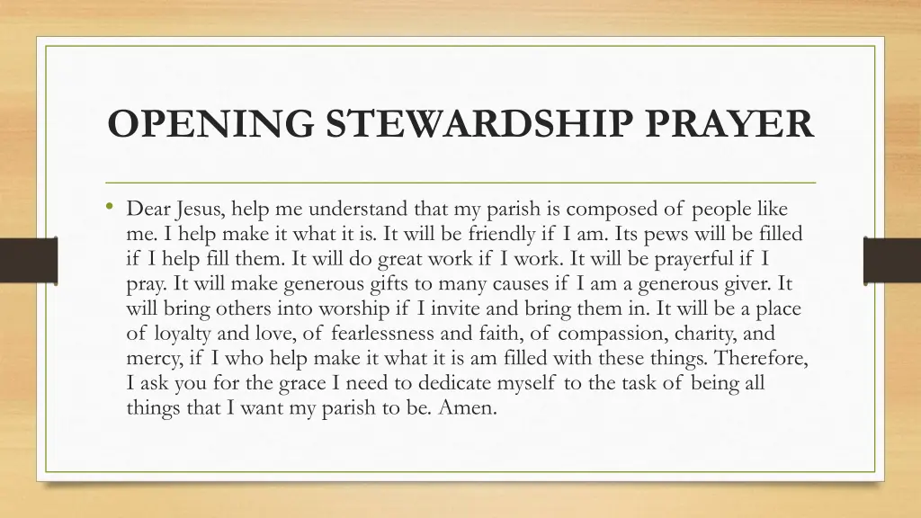 opening stewardship prayer