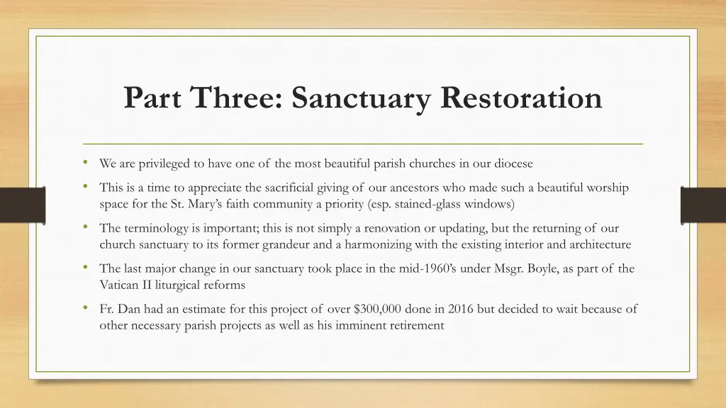 part three sanctuary restoration