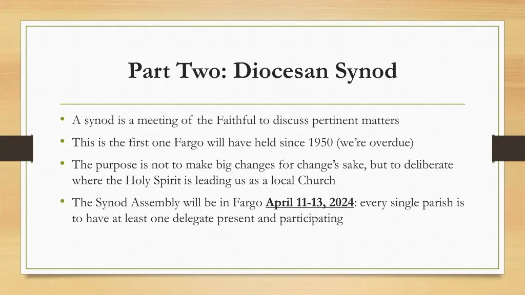 part two diocesan synod