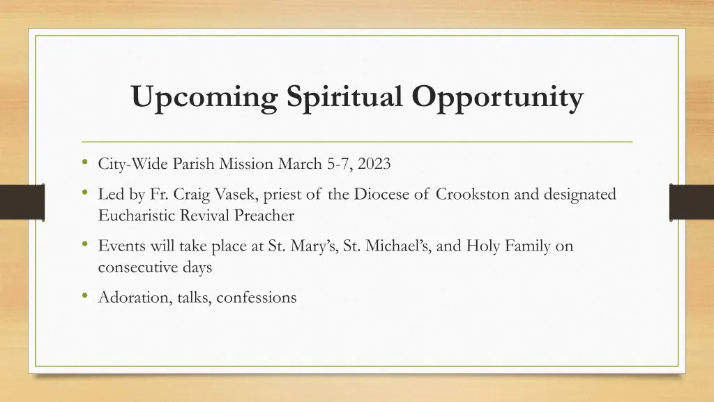 upcoming spiritual opportunity