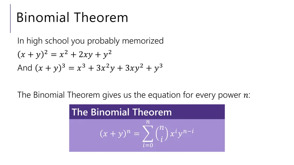 binomial theorem