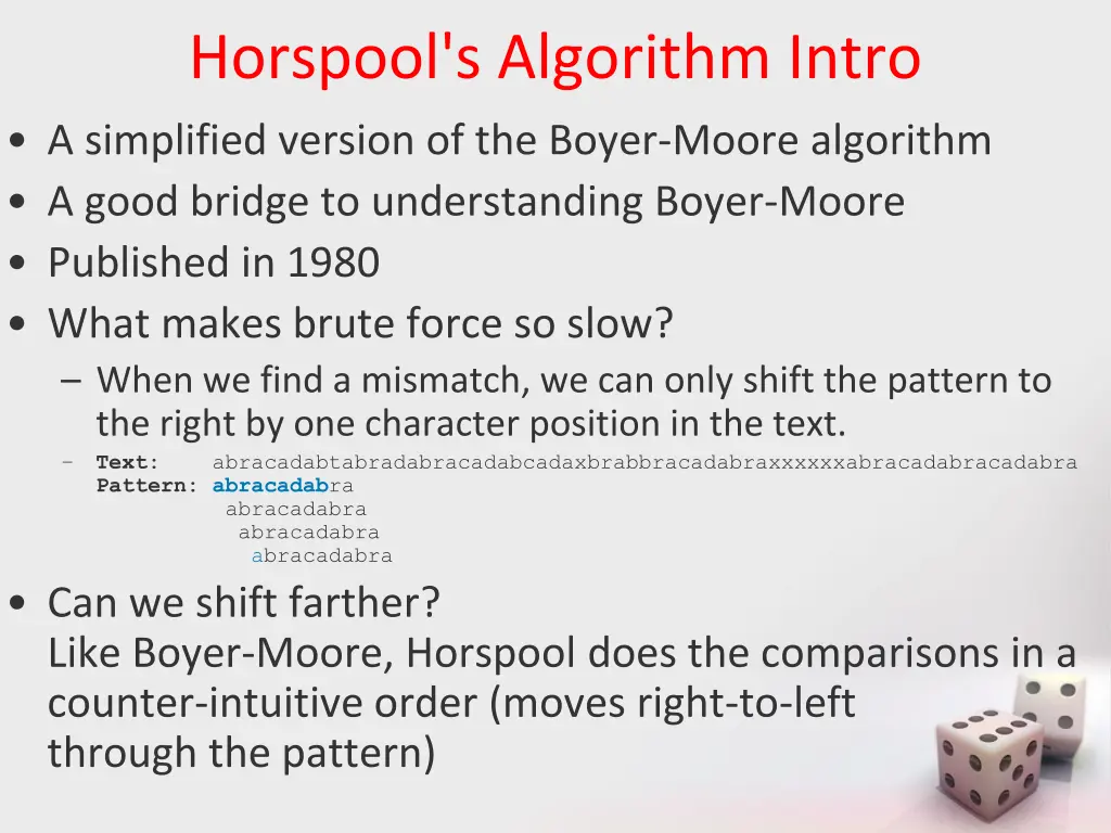 horspool s algorithm intro