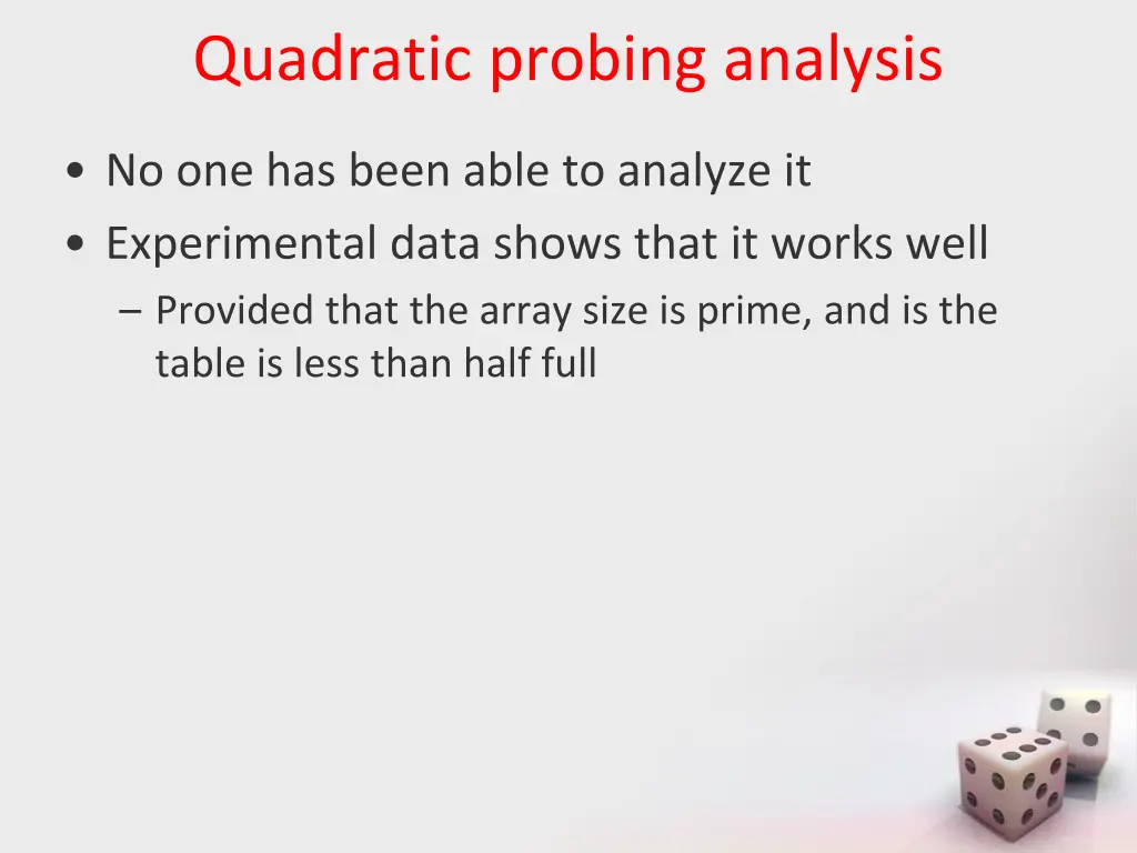 quadratic probing analysis