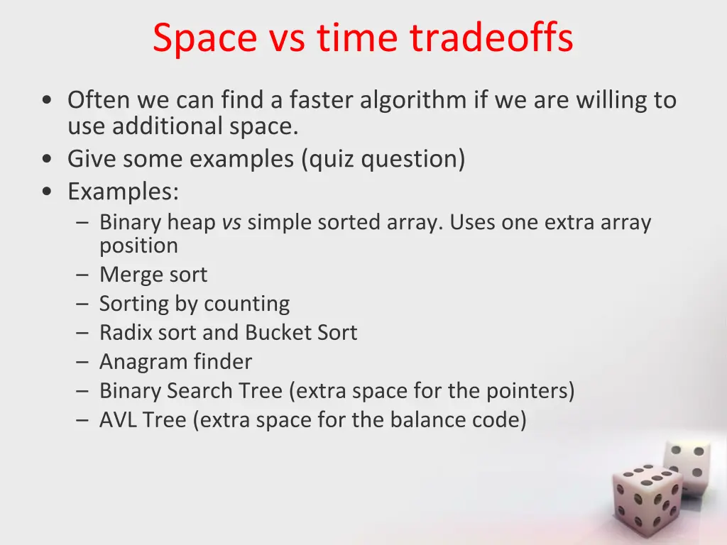 space vs time tradeoffs 1