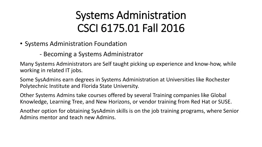 systems administration systems administration 2