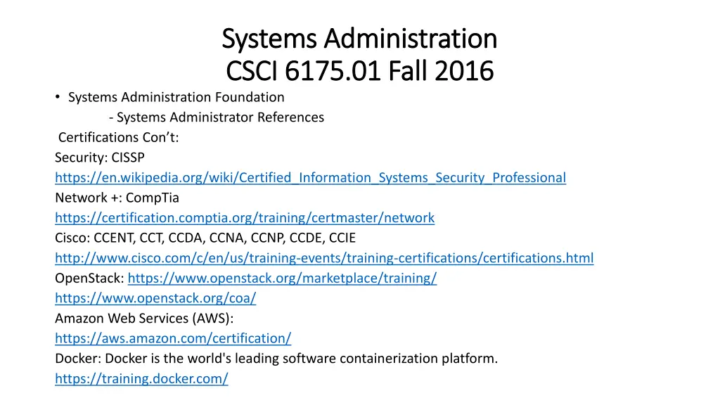 systems administration systems administration 7