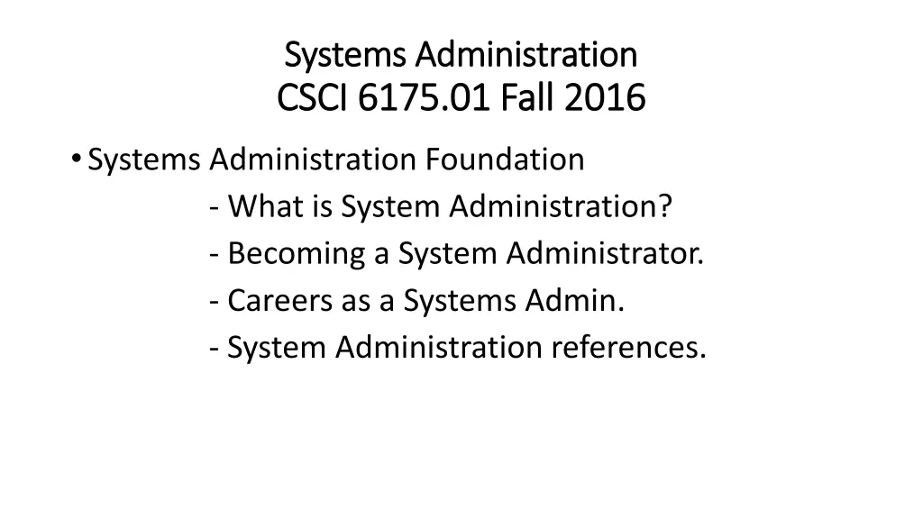 systems administration systems administration