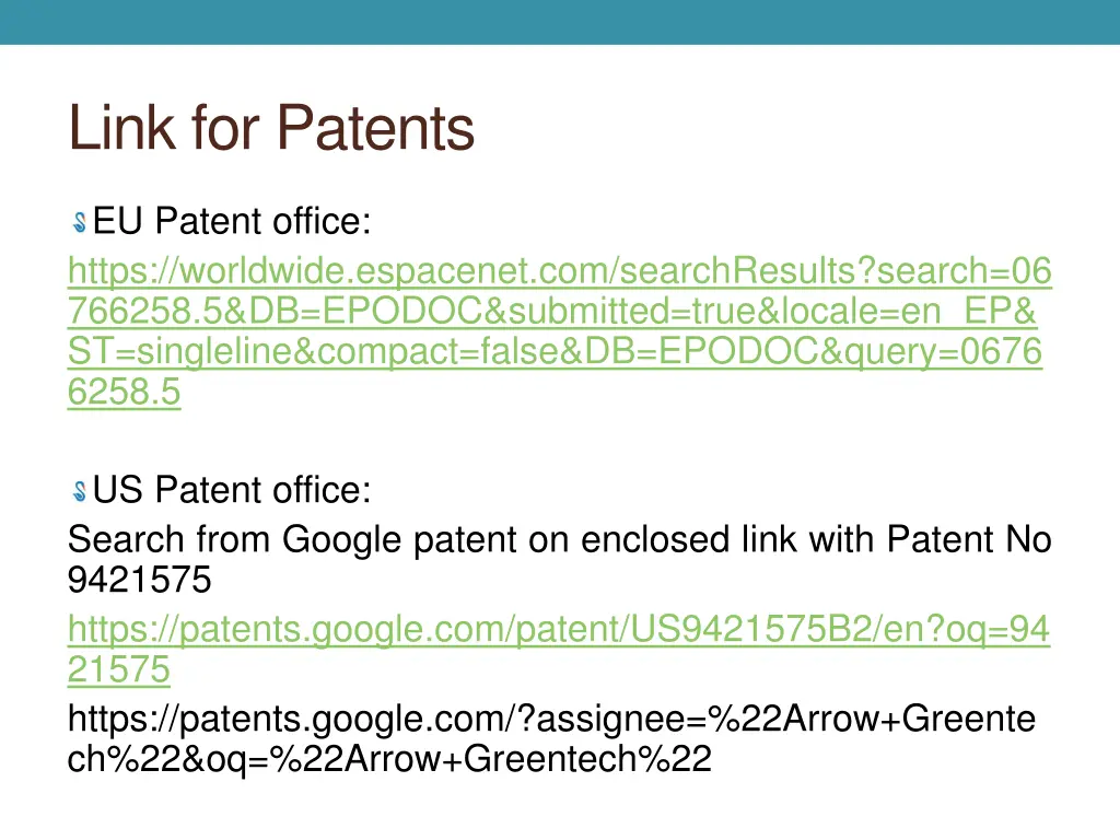 link for patents