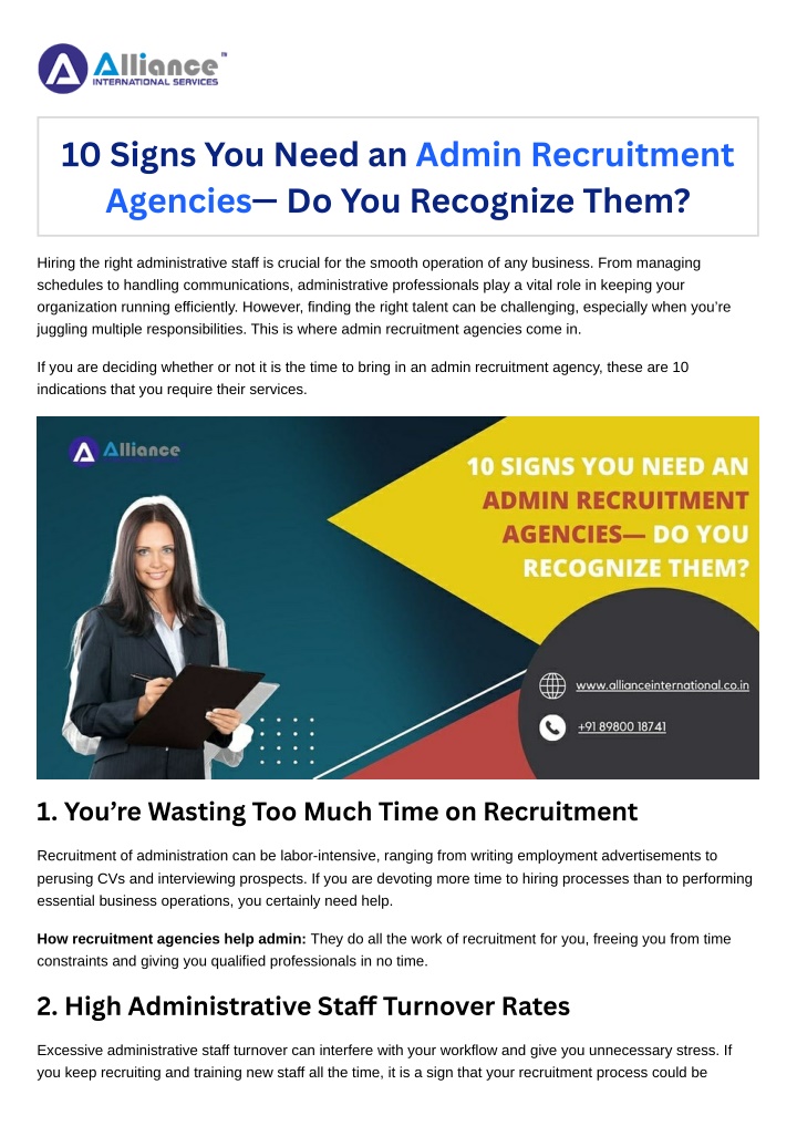 10 signs you need an admin recruitment agencies