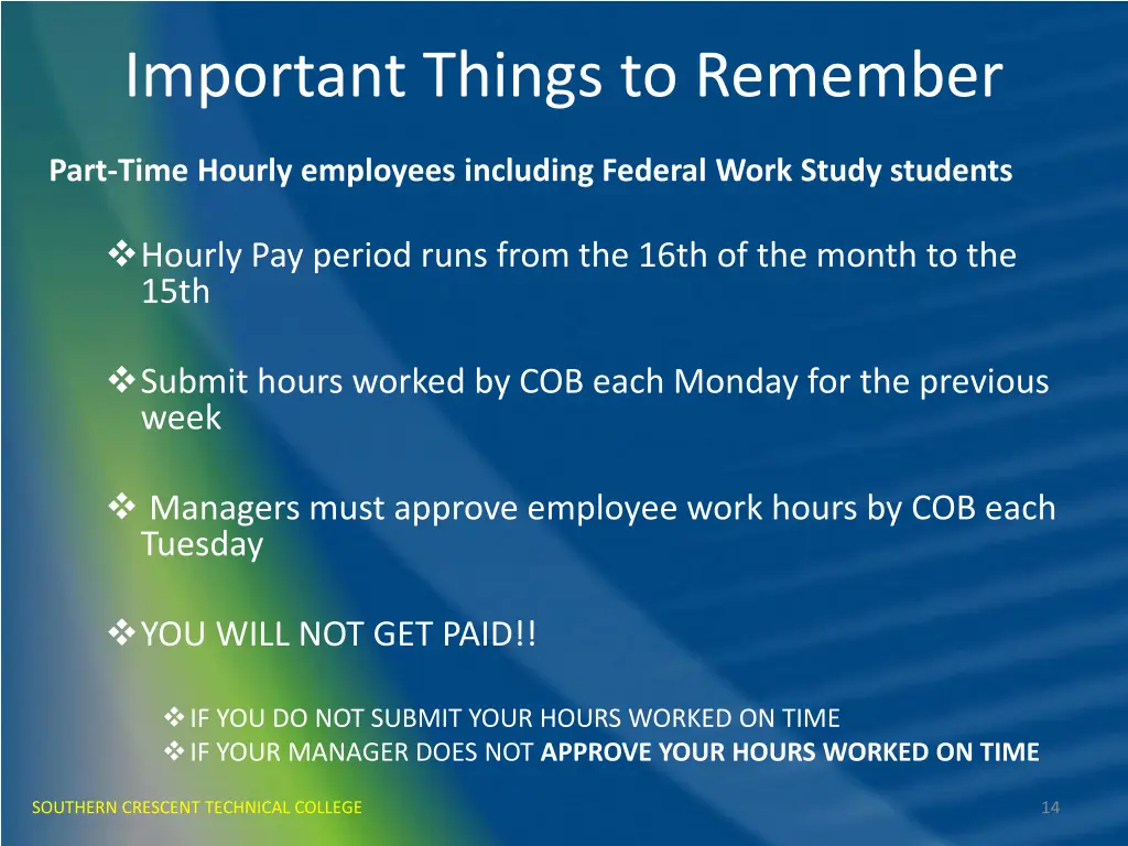 important things to remember