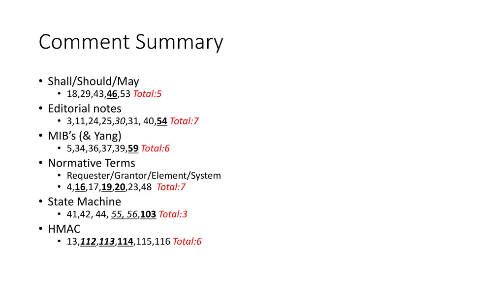 comment summary