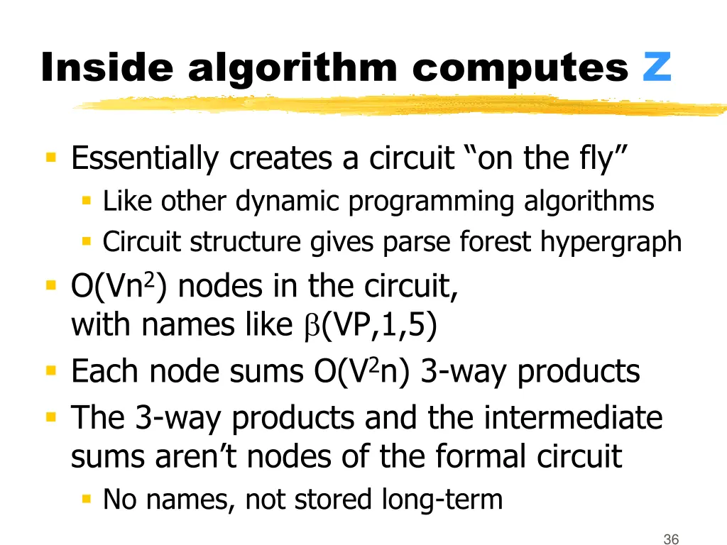 inside algorithm computes z