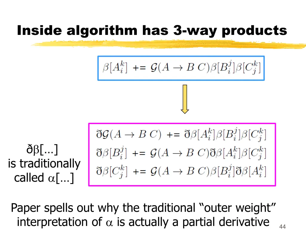 inside algorithm has 3 way products 2