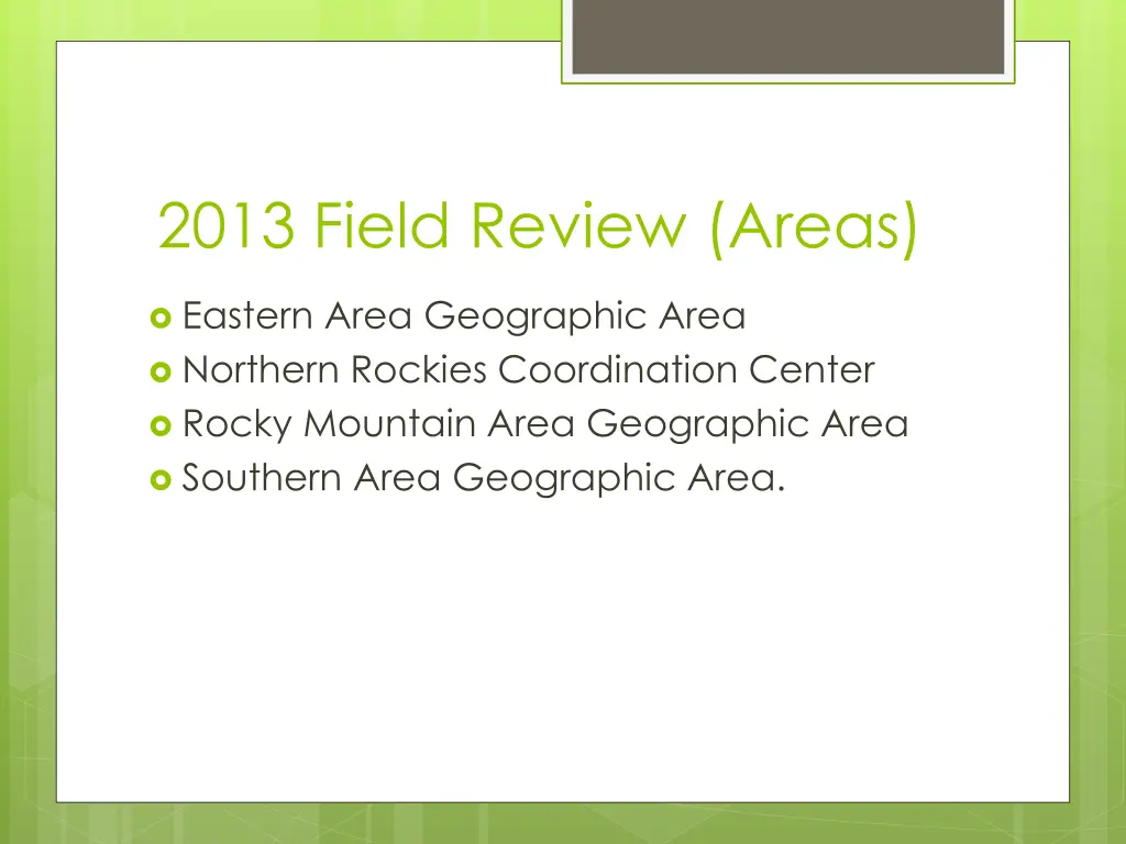 2013 field review areas 1