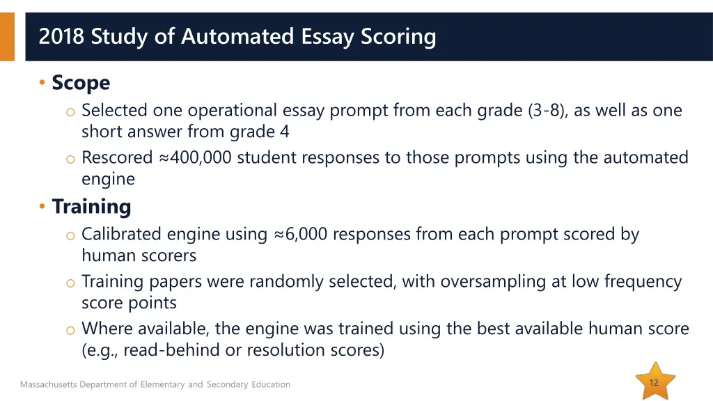 2018 study of automated essay scoring