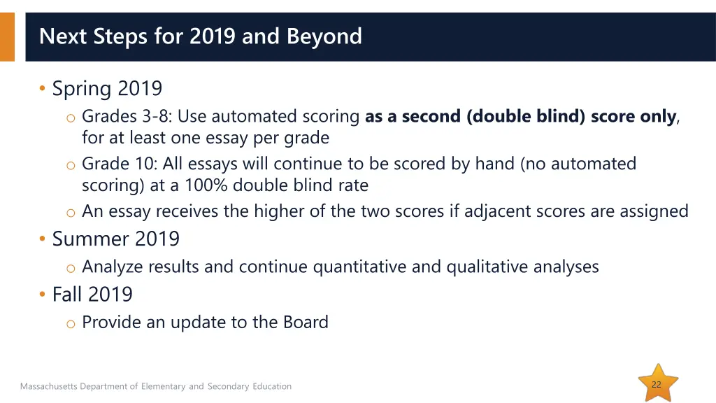 next steps for 2019 and beyond