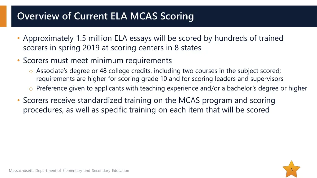 overview of current ela mcas scoring